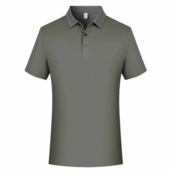 Fnnxeal Mens Polo Shirts Casual Summer Short Sleeve Button Solid Collared Polo Gray Shirts for Men Size 2XL