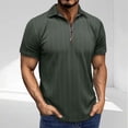 thumbnail image 1 of Fnnxeal Mens Polo Shirts, Classic Summer Casual Zipper Short Sleeve Green Polo Shirts for Men Size XL, 1 of 7