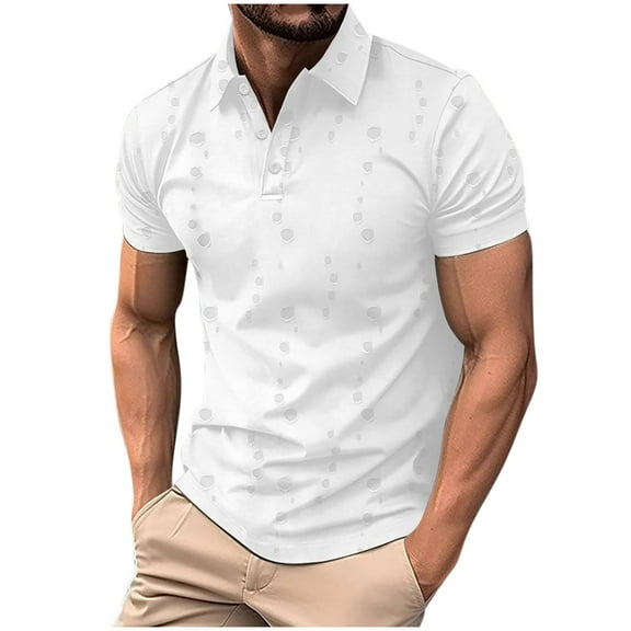 Fnnxeal Mens Polo Shirts, Collared Solid Summer Casual Button Big and Tall Shirt White Polo Shirts for Men Size 3XL