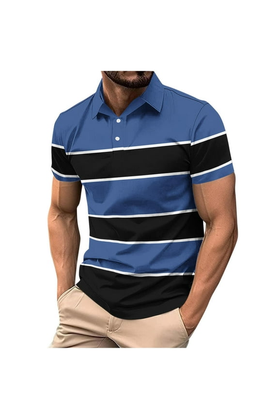 Mens Polo Shirts, Collared Summer Big and Tall Shirt Casual Blue Polo Shirts for Men Size 4XL