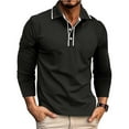 thumbnail image 1 of Fnnxeal Mens Polo Shirts Cotton Long Sleeve with Pocket Casual Fall Winter Button Black Lightweight Polos Shirts for Men Size 2XL, 1 of 7