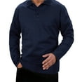 thumbnail image 1 of Fnnxeal Mens Polo Shirts Fall Winter Button Long Sleeve Casual Collared Navy Lightweight Polos Shirts for Men Size 2XL, 1 of 2