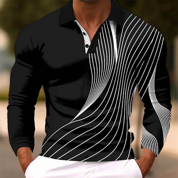 Fnnxeal Mens Polo Shirts Fall Winter Casual Breathable Collar Long Sleeve White Polo Shirts for Men Size XL