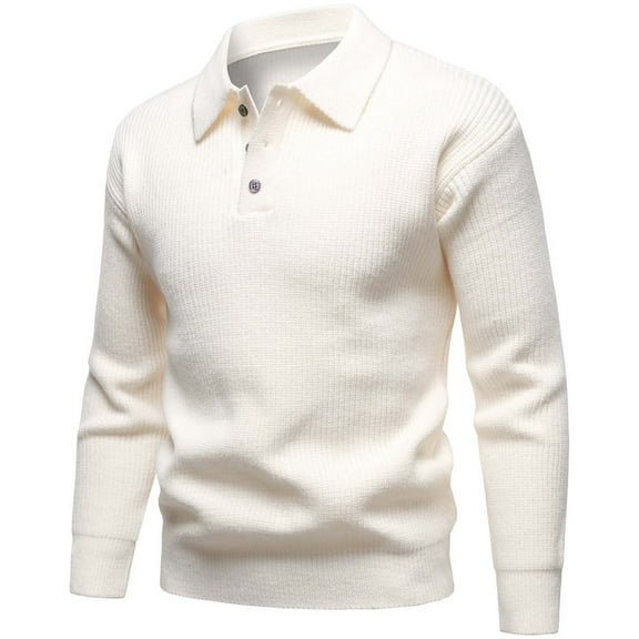 Fnnxeal Mens Polo Shirts Fall Winter Long Sleeve Collar Breathable Casual Beige Polo Shirts for Men Size 3XL