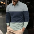 thumbnail image 1 of Fnnxeal Mens Polo Shirts Long Sleeve Zipper Casual Collared Fall Winter Striped Multicolor Polo Shirts for Men Size 2XL, 1 of 5
