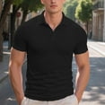 thumbnail image 1 of Fnnxeal Mens Polo Shirts, Solid Casual Summer Classic Short Sleeve T-Shirt Black Lightweight Shirts for Men Size 2XL, 1 of 4