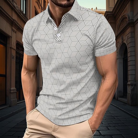 Fnnxeal Mens Polo Shirts, Solid Lightweight Summer Casual Shirt With Short Sleeves Collared Shirt for Men Gray