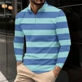 thumbnail image 1 of Fnnxeal Mens Polo Shirts Striped Casual Fall Winter Long Sleeve Button Blue Lightweight Polos Shirts for Men Size 3XL, 1 of 5