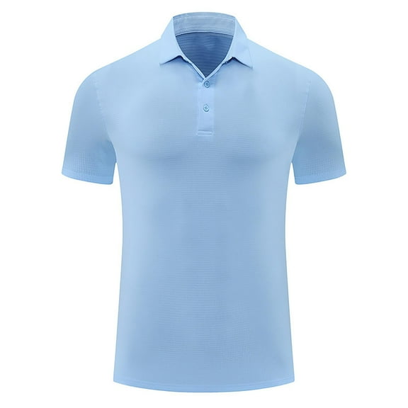 Fnnxeal Mens Polo Shirts, Summer Button Big and Tall T-Shirt Short Sleeve Casual Light Blue Polo Shirts for Men Size 4XL