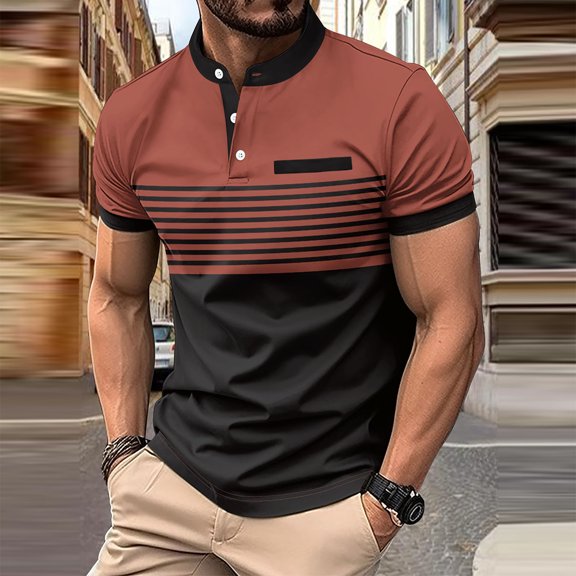 Fnnxeal Mens Polo Shirts, Summer Casual Shirt With Short Sleeves Collared Solid Lightweight Coffee Polo for Men Size XL