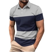 Fnnxeal Mens Polo Shirts, Summer Collared Casual Big and Tall Shirt Gray Polo Shirts for Men Size 3XL