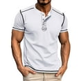 thumbnail image 1 of Fnnxeal Mens Polo Shirts Summer Collared Solid Short Sleeve Button Casual Polo White Shirts for Men Size M, 1 of 2