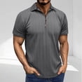 thumbnail image 1 of Fnnxeal Mens Polo Shirts, Summer Short Sleeve Casual Classic Zipper Dark Gray Polo Shirts for Men Size S, 1 of 7