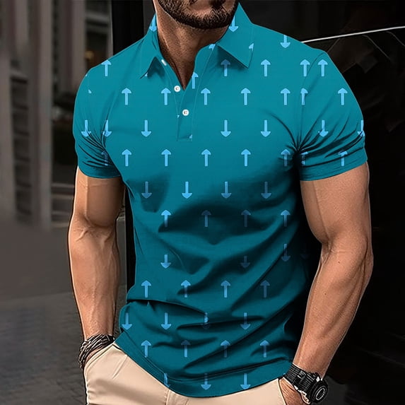 Fnnxeal Mens Polo Shirts Summer Short Sleeve Casual Collared Golf Print Multicolor Polo Shirts for Men Size 3XL