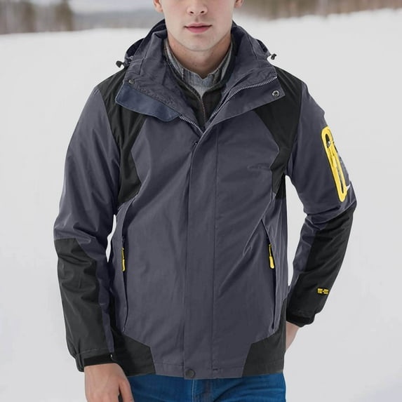 Fnnxeal Mens Rain Jackets Waterproof with Hood Windbreaker Lightweight Shirts Coat with Pocket Fall Winter Outdoor Long Sleeves Shirts Casual Dark Gray Jackets for Men Size XL