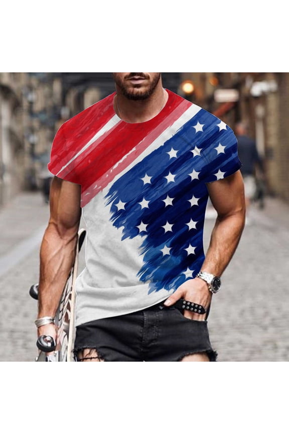 Mens Red Thin Red Line American Flag T-Shirt, Patriotic Firefighter Support, Distressed Design, Moisture Wicking Big and Tall,Size 4XL