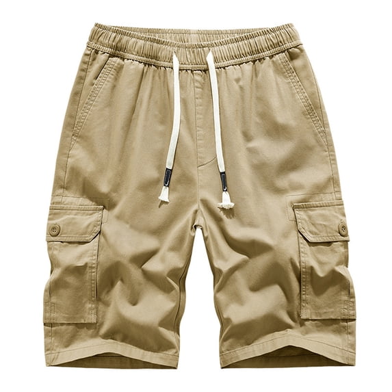 Fnnxeal Mens Relaxed Fit Cotton Pants Elastic Waistband Straight Leg Casual Lounge Trousers Khaki,Size 2XL