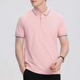 thumbnail image 1 of Fnnxeal Mens Slim Fit Performance Polo Shirt Short Sleeve Moisture Wicking Quick Dry Breathable 100% Polyester Wrinkle Resistant Contrast Piping Pink S-4XL,Size XL, 1 of 5