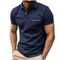 thumbnail image 1 of Fnnxeal Mens Slim Fit Polo Shirt Moisture Wicking Quick Dry 100% Polyester Short Sleeve Business Casual Navy Top with Pocket,Size S, 1 of 5