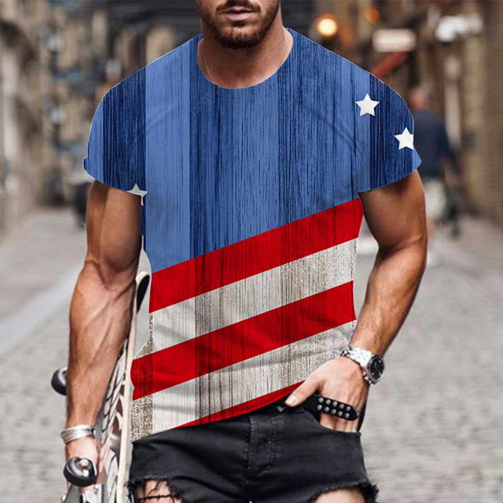 Fnnxeal Mens Slim Fit Two Tone Color Block T-Shirt Short Sleeve Crew ...