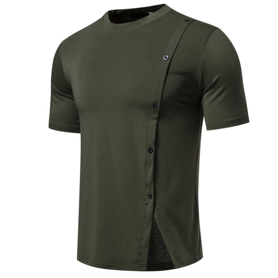 Fnnxeal Mens Slim Fit V-Neck Henley Short Sleeve T-Shirt with Contrast Trim Soft Cotton Polyester Blend Casual Grey,Size S