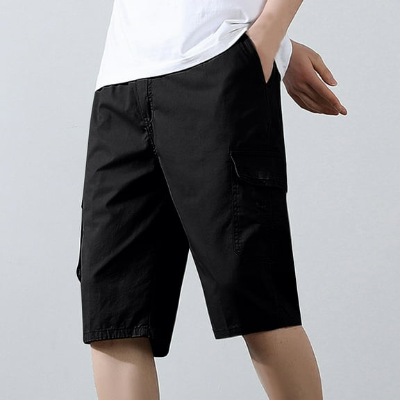 Fnnxeal Mens Summer Cargo Shorts, Big and Tall Shorts Carpenter Shorts for Men Relaxed Fit Outdoor with Pockets Men's Black Casual Pants 5XL