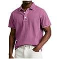 thumbnail image 1 of Fnnxeal Mens Summer Polo Shirts, Button Big and Tall Colleaed Tees Men’s Short Sleeve Shirt Solid Casual Shirt Pink T-Shirt 5XL, 1 of 5