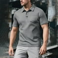 thumbnail image 1 of Fnnxeal Mens Summer Polo Shirts, Button Big and Tall Colleaed Tees Solid Casual Shirt Men’s Short Sleeve Polo Shirt Gray T-Shirts XL, 1 of 2