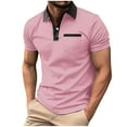 thumbnail image 1 of Fnnxeal Mens Summer Polo Shirts, Solid Casual Shirt Button Big and Tall Colleaed Tees Men’s Short Sleeve Polo Shirt Pink T-Shirts 3XL, 1 of 8
