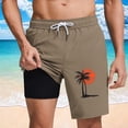 thumbnail image 1 of Fnnxeal Mens Swim Trunks Quick Dry, Beach Shorts with Liner & Pocket, Coffee Brown Board Shorts, Tropical Palm Tree Print Swimwear,Size 2XL, 1 of 6