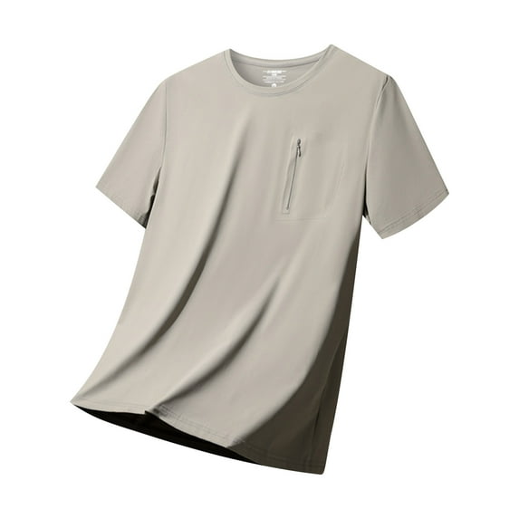 Fnnxeal Mens T-Shirts, Big and Tall Shirt Loose Casual Short Sleeves Tees Summer Solid Khaki Shirt for Men Size 3XL