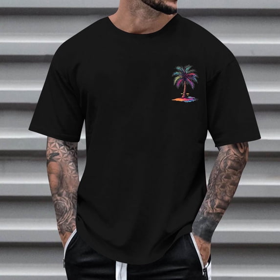 Fnnxeal Mens T-Shirts, Casual Big and Tall Shirt Loose Graphic Short Sleeves Tees Summer Black Shirt for Men Size 5XL