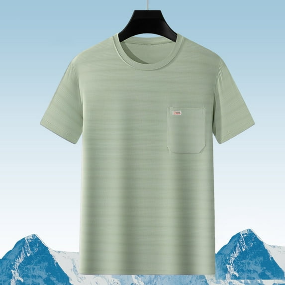 Fnnxeal Mens T-Shirts, Casual Short Sleeves Tees with Pocket Summer Loose Big and Tall Shirt Solid Green Shirt for Men Size 3XL