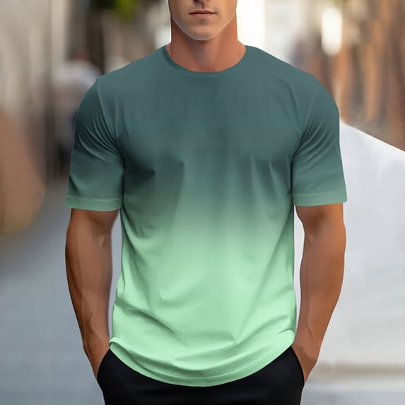 Fnnxeal Mens T-Shirts Casual Sunmmer Short Sleeve Crew Neck Mint Green Shirts for Men Size 2XL