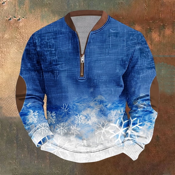 Fnnxeal Mens T-Shirts, Christmas Long Sleeve Print Fall Winter Shirt for Men Multicolor