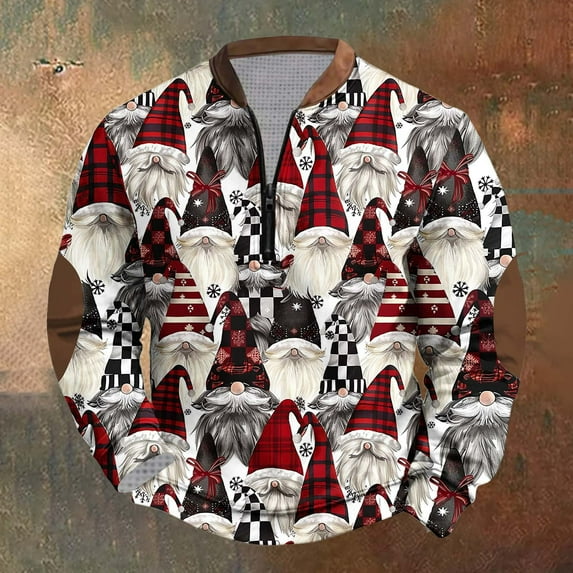 Fnnxeal Mens T-Shirts, Fall Winter Christmas Long Sleeve Print Shirt for Men Multicolor