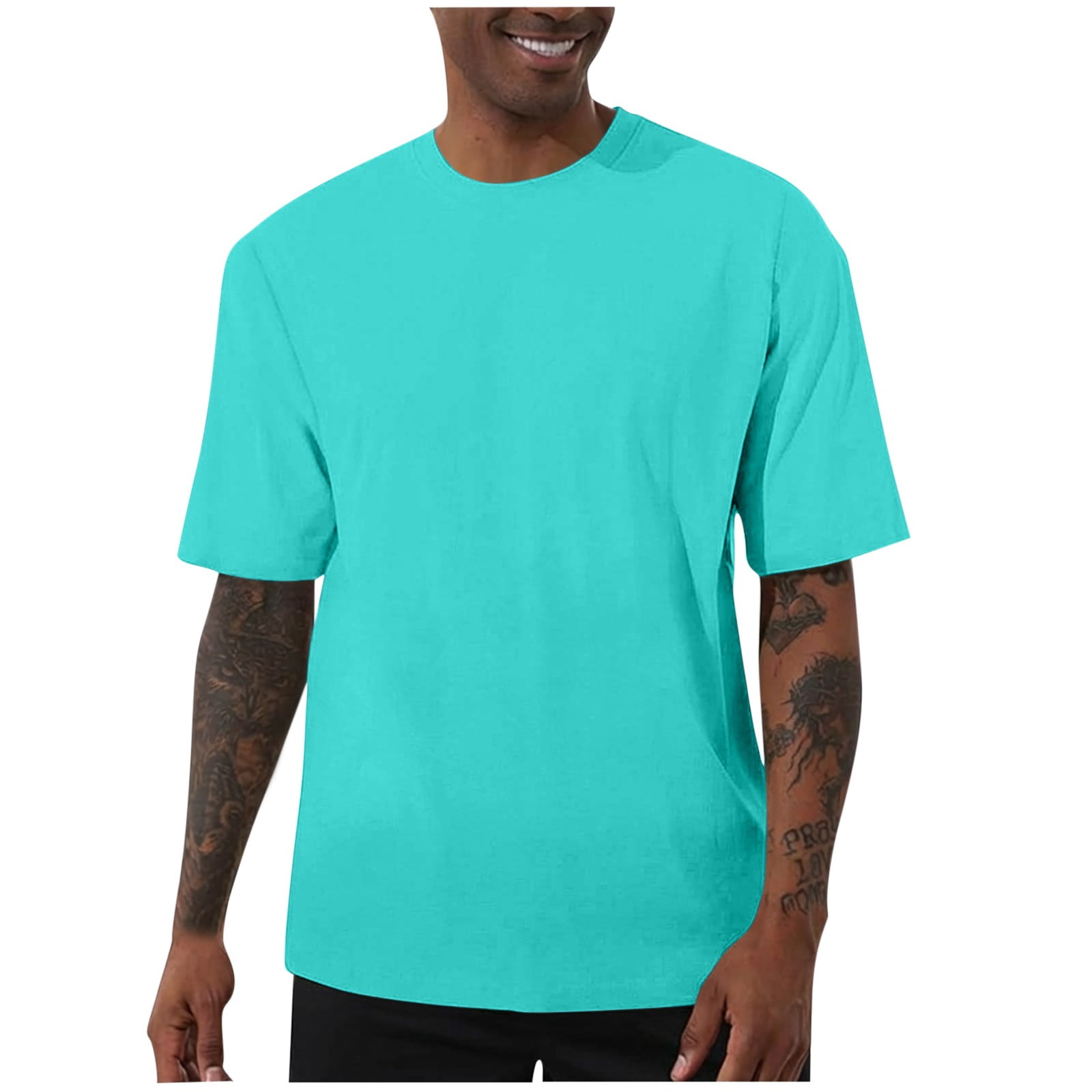 Fnnxeal Mens T-Shirts Short Sleeve Solid Crew Neck Loose Casual