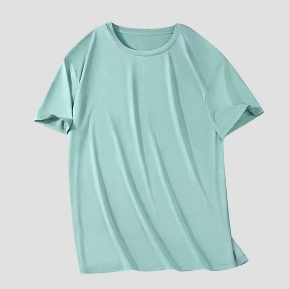 Fnnxeal Mens T-Shirts, Loose Short Sleeves Tees Big and Tall Shirt Solid Casual Summer Mint Green Shirt for Men Size 4XL