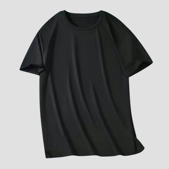 Fnnxeal Mens T-Shirts, Loose Summer Casual Solid Short Sleeves Tees Big and Tall Shirt Black Shirt for Men Size 5XL