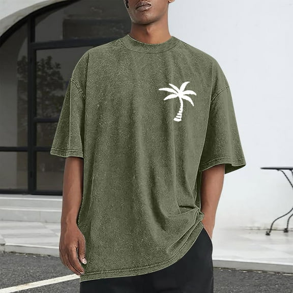Fnnxeal Mens T-Shirts, Short Sleeves Tees Big and Tall Shirt Graphic Summer Relaxed Fit Casual Army Green Shirt for Men Size 3XL