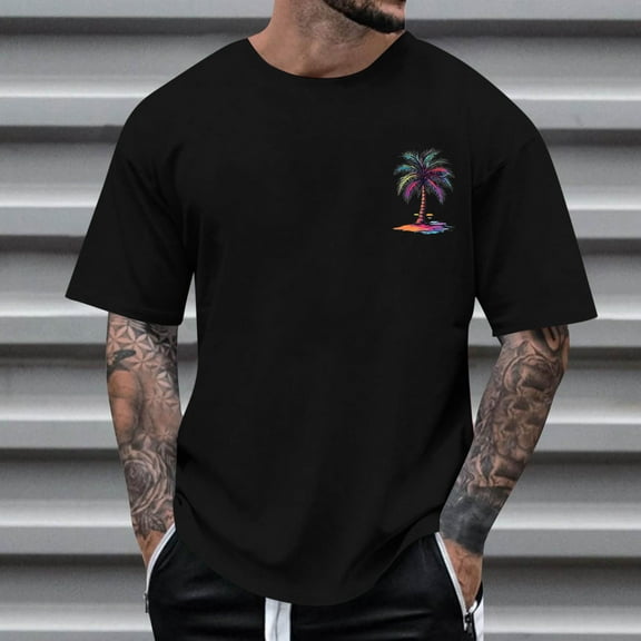 Fnnxeal Mens T-Shirts, Short Sleeves Tees Loose Summer Big and Tall Shirt Graphic Casual Black Shirt for Men Size S