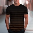 thumbnail image 1 of Fnnxeal Mens T-Shirts Striped Crew Neck Short Sleeve Casual Summer Brown Shirts for Men Size XL, 1 of 5