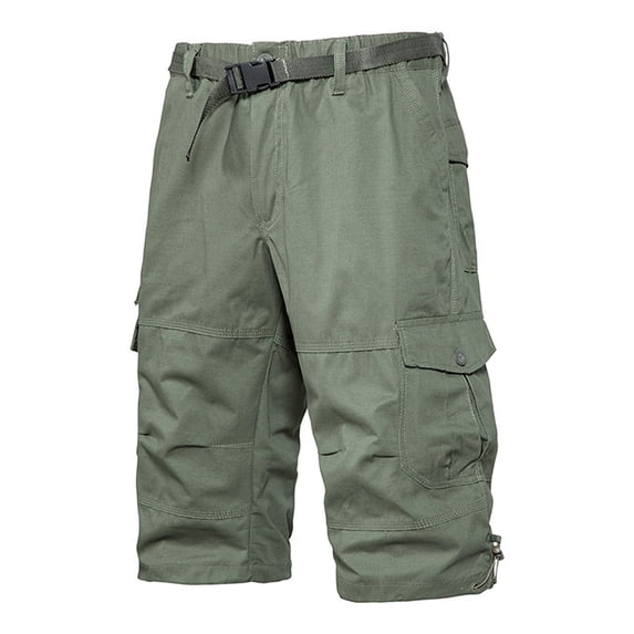 Fnnxeal Mens Tactical Cargo Shorts with Belt – 100% Cotton Relaxed Fit Army Green Multi-Pocket Work Shorts,Size 2XL