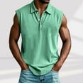 thumbnail image 1 of Fnnxeal Mens Tank Tops, Casual Tank Tops for Men Collared Sleeveless Summer Shirts with Stretch Mint Green Tops Size XL, 1 of 6