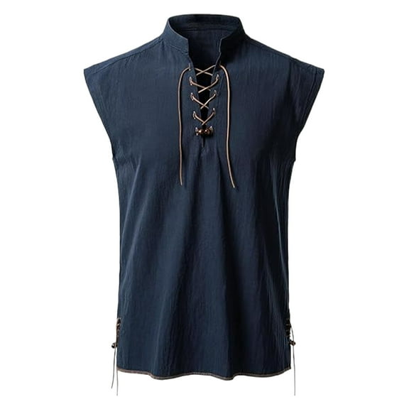 Fnnxeal Mens Tank Tops, Crew Neck Casual Tank Tops for Men Summer Shirts with Stretch Sleeveless Navy Tops Size M