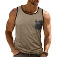 thumbnail image 1 of Fnnxeal Mens Tank Tops, Summer Shirts with Pocket Casual Tank Tops for Men Crew Neck Sleeveless Khaki Tops Size M, 1 of 9