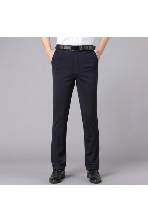 Pants for Men Handsome- Business Summer Solid Stylish Casual Long Pants Navy Pants for Men Size 32