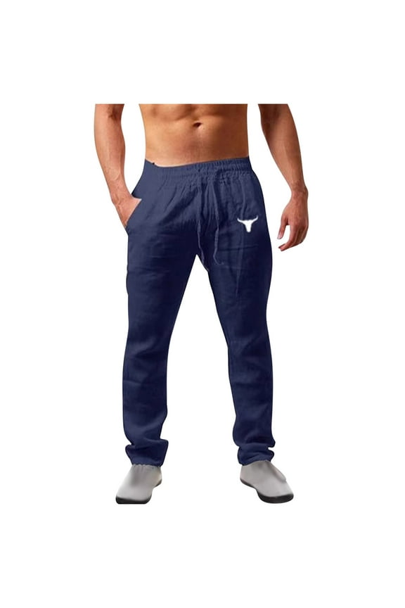 Pants for Men Handsome- Running Outdoor Workout Athletic Baggy Long Pants Navy Pants for Men Size 5XL