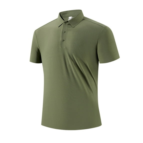 Fnnxeal Polo Shirts for Men, Big and Tall Shirt Summer Casual Collared Short Sleeves Mens Army Green Polo Shirts Size M