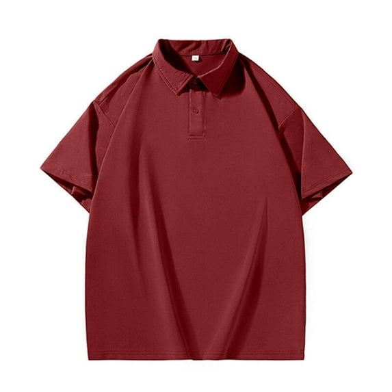 Fnnxeal Polo Shirts for Men, Casual Short Sleeves Big and Tall Shirt Collared Summer Mens Wine Polo Shirts Size L